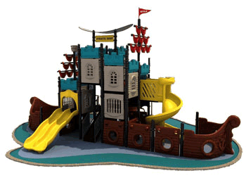 large plastic play structure with slides